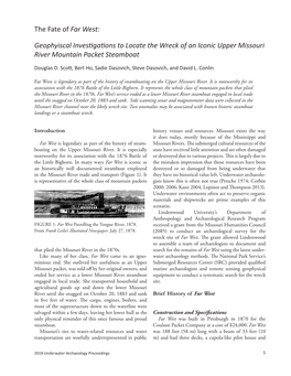 The Fate of Far West: Geophyiscal Invesfigafions to Locate the Wreck of an Iconic Upper Missouri River Mountain Packet Steamboat