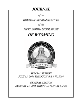 2005 Journal of the House of Representatives of the 58Th