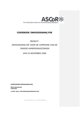 Codeboek Inhoudsanalyse