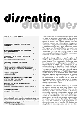 ISSUE N˚ 2 FEBRUARY 2011 As the Second Issue of Dissenting