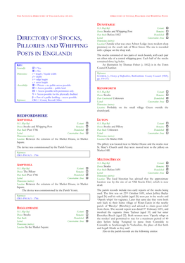 Directory of Stocks, Pillories and Whipping Posts in England