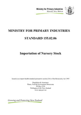 Ministry for Primary Industries Standard 155.02