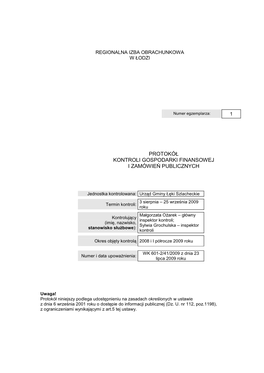 Protokół Kontroli Gospodarki Finansowej I Zamówie Ń Publicznych