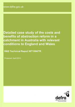 Detailed Case Study of the Costs and Benefits of Abstraction Reform in A