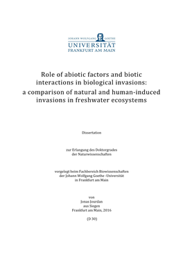 Role of Abiotic Factors and Biotic Interactions in Biological Invasions: a Comparison of Natural and Human-Induced Invasions in Freshwater Ecosystems
