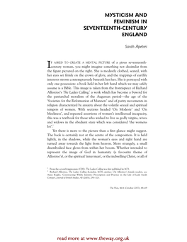 Mysticism and Feminism in Seventeenth-Century England