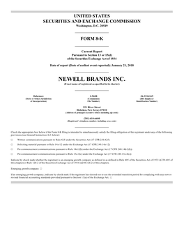 NEWELL BRANDS INC. (Exact Name of Registrant As Specified in Its Charter)