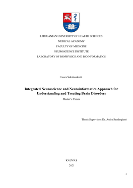Integrated Neuroscience and Neuroinformatics Approach for Understanding and Treating Brain Disorders Master’S Thesis