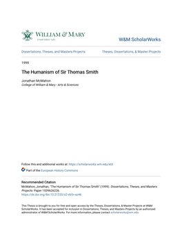 The Humanism of Sir Thomas Smith