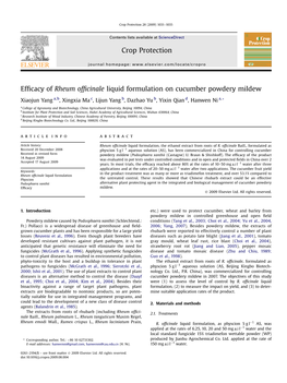 Efficacy of Rheum Officinale Liquid Formulation on Cucumber Powdery