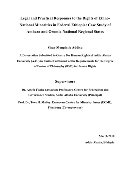 Legal and Practical Responses to the Rights of Ethno- National Minorities in Federal Ethiopia: Case Study of Amhara and Oromia National Regional States