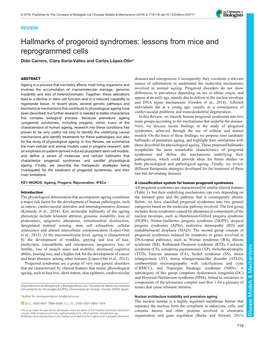 Hallmarks of Progeroid Syndromes: Lessons from Mice and Reprogrammed Cells Dido Carrero, Clara Soria-Valles and Carlos López-Otıń*