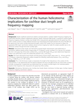 Implications for Cochlear Duct Length and Frequency Mapping Luke Helpard1*, Hao Li2,3, Helge Rask-Andersen2,3, Hanif M