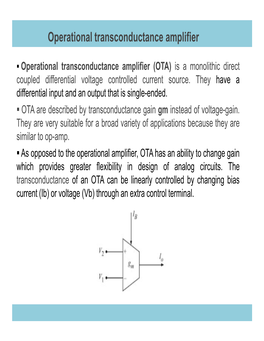 Operational Transconductance Amplifier