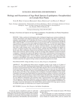 Biology and Occurrence of Inga Busk Species (Lepidoptera: Oecophoridae) on Cerrado Host Plants