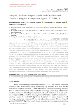 Shogaol, Bisdemethoxycurcumin, and Curcuminoid: Potential Zingiber Compounds Against COVID-19