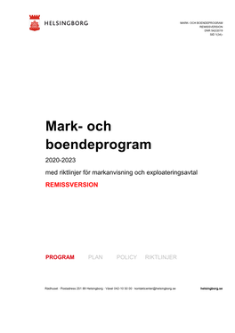 Mark- Och Boendeprogram Remissversion Dnr 542/2019 Sid 1(34)