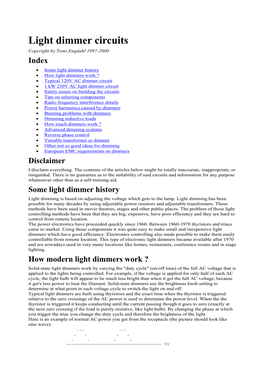 Light Dimmer Circuits