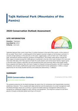 2020 Conservation Outlook Assessment