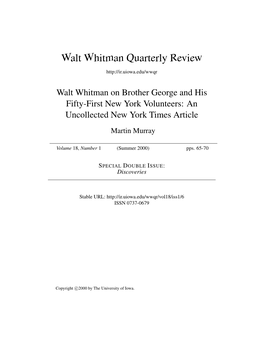 Walt Whitman Quarterly Review