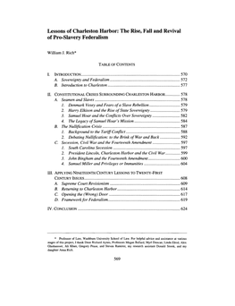 Lessons of Charleston Harbor: the Rise, Fall and Revival of Pro-Slavery Federalism