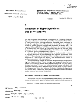 Treatment of Hyperthyroidism