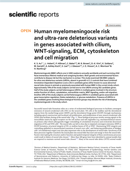Human Myelomeningocele Risk and Ultra-Rare Deleterious Variants In