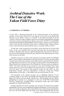 The Case of the Yukon Field Force Diary
