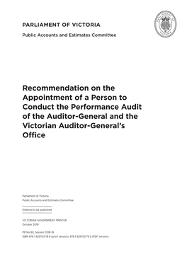 PAEC 59 02 Recommendation VAGO Performance Audit