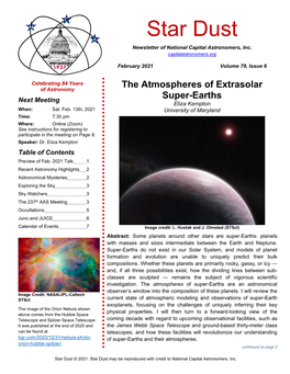 Star Dust Newsletter of National Capital Astronomers, Inc