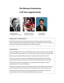 The Okinawa Centenarians a 25 Year Longevity Study