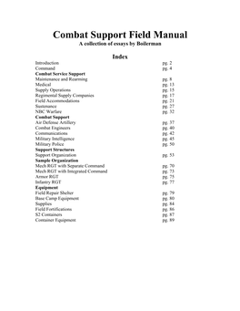 Combat Support Field Manual a Collection of Essays by Boilerman