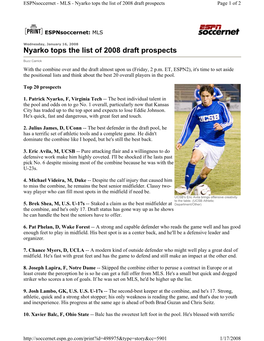 Nyarko Tops the List of 2008 Draft Prospects Page 1 of 2