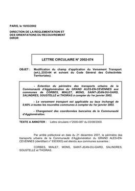 Modification Versement Transport Ales