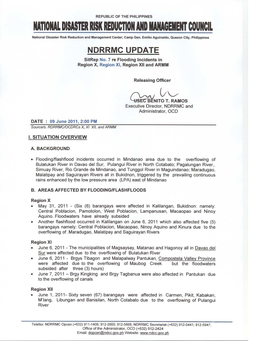 NDRRMC Update Sitrep No. 7 Flashfloods in Reg X, XI,XII