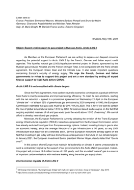 Letter Sent To: France: President Emmanuel Macron, Ministers Barbara Pompili and Bruno Le Maire Germany: Chancelor Angela Merkel and Minister Peter Altmaier Italy: M