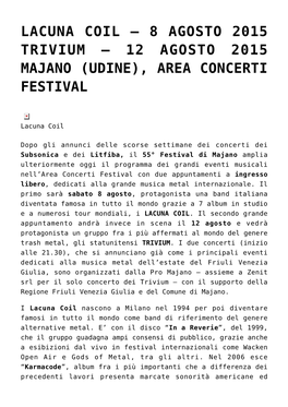 12 Agosto 2015 Majano (Udine), Area Concerti Festival