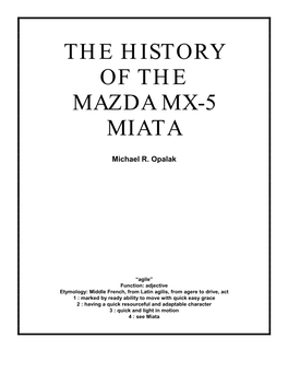 The History of the Mazda Mx-5 Miata