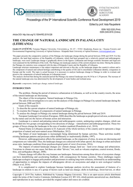 Proceedings of the 9Th International Scientific Conference Rural Development 2019 Edited by Prof