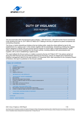 Download Duty of Vigilance – Report 2020