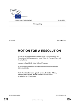 En En Motion for a Resolution