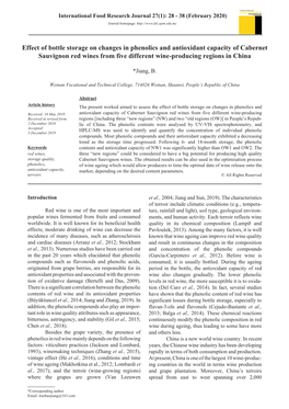 Effect of Bottle Storage on Changes in Phenolics and Antioxidant Capacity of Cabernet Sauvignon Red Wines from Five Different Wine-Producing Regions in China