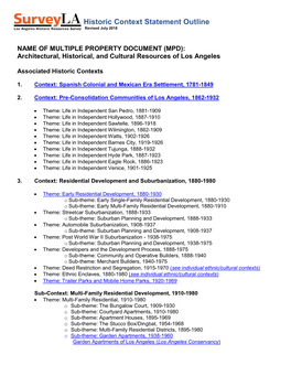 Surveyla Historic Context Statement Outline