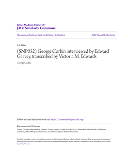 George Corbin Interviewed by Edward Garvey, Transcribed by Victoria M