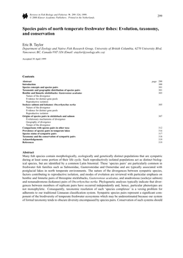 Species Pairs of North Temperate Freshwater Fishes