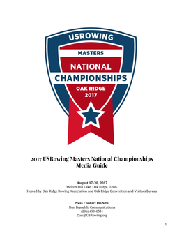 2017 Usrowing Masters National Championships Media Guide