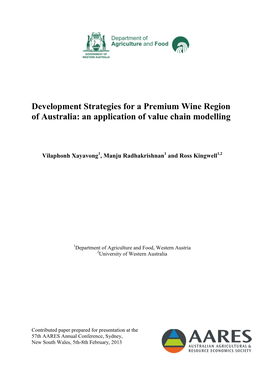 Development Strategies for a Premium Wine Region of Australia: an Application of Value Chain Modelling