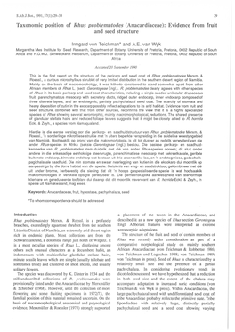 Taxonomic Position of Rhus Problematodes (Anacardiaceae)