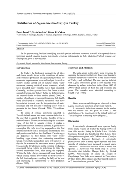 Distribution of Ligula Intestinalis (L.) in Turkey