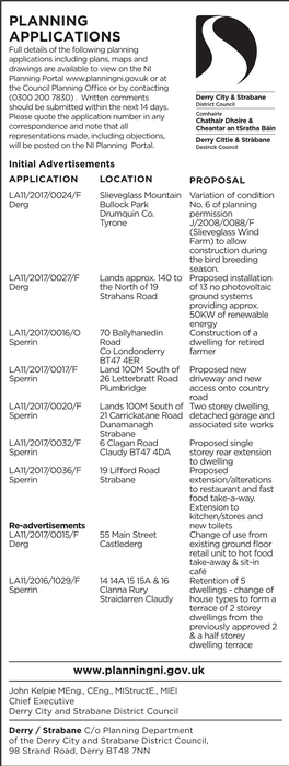 DCSDC Planning Strabane Chronicle Ulster Herald 26.01.2017 X 2Clms X 190Mm Draft 1.Pdf 1 18/01/2017 14:45:02